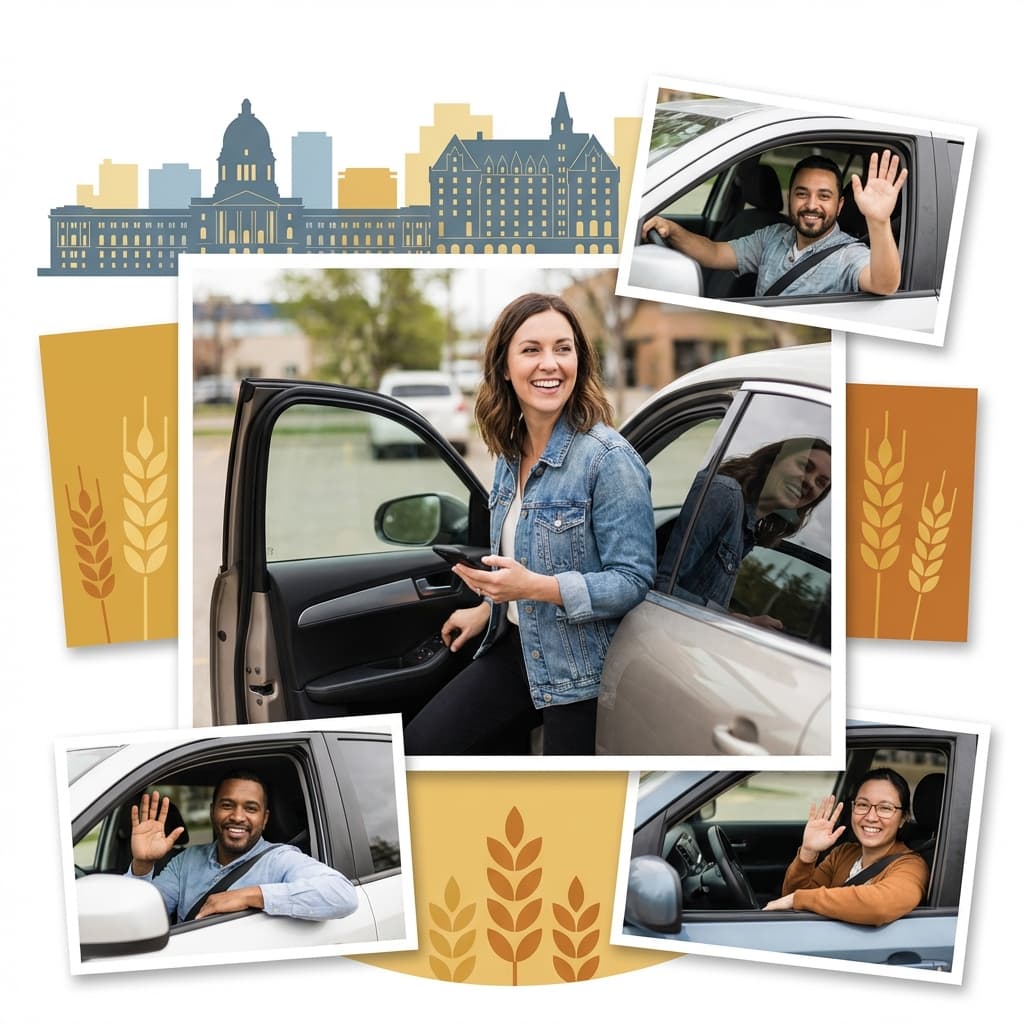 Happy riders and drivers in Saskatchewan